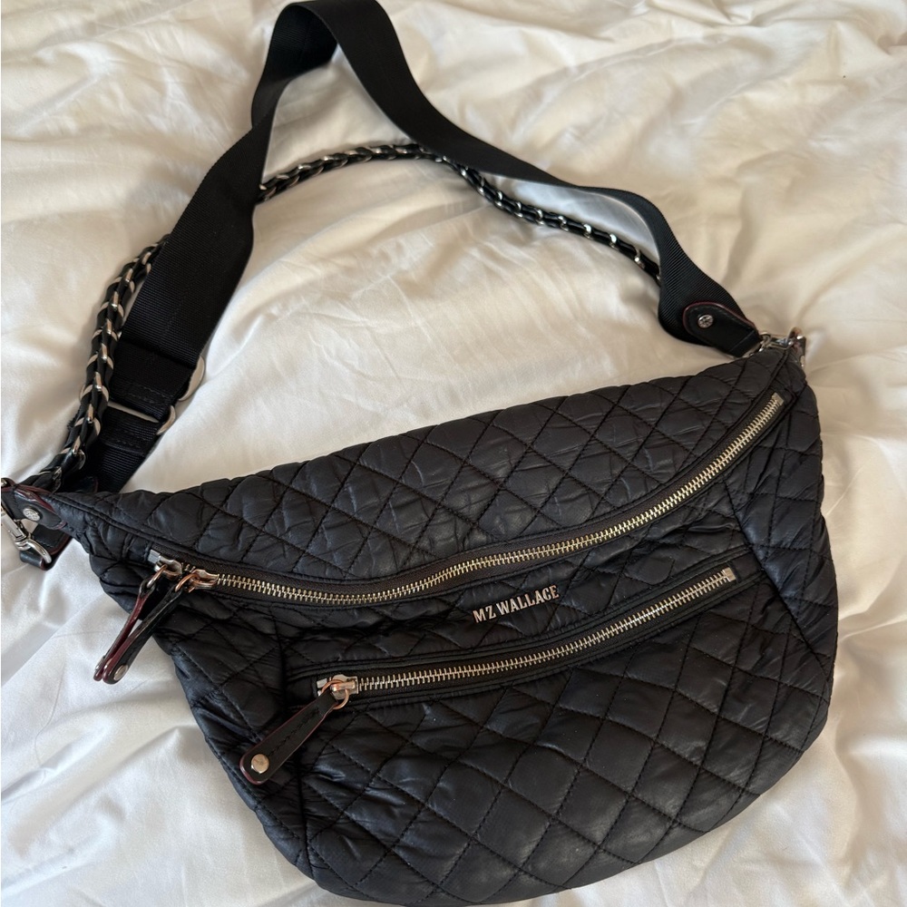 MZ Wallace Black Crosby Crossbody Bag with Quilted Design